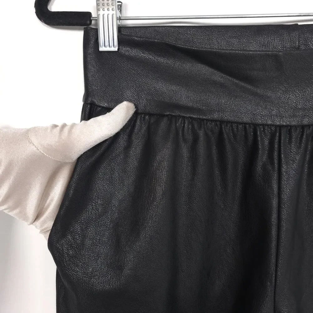 COMMANDO Faux Leather Jogger Pants Black High Rise Stretch Pull On Women Small - Picture 8 of 12